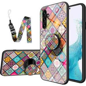 Samsung Galaxy A54 Için 5g Şok Geçirmez Temsilli Cam Telefon Kılıfı Çiçek Deseni Pc + Tpu Kray ile Kickstand Kapak (Yurt Dışından)