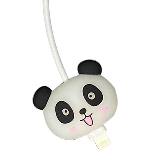 Panda Figürlü Sevimli USB Kablo Koruyucu, Silikon Şarj Kablosu Koruyucu