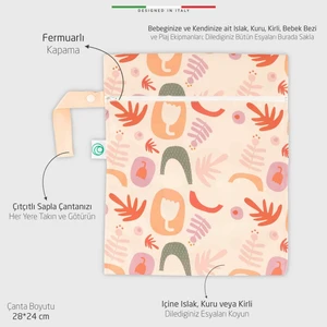 Elelelife Islak Kuru ve Kirli Bebek Çantası Sıvı Geçirmez Büyük Boy 28X24 cm Fiore