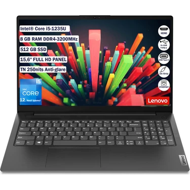 Lenovo V15 G3 Intel Core™ I5-1235U 8 GB 512 GB SSD Freedos 15,6" Fhd Taşınabilir Bilgisayar