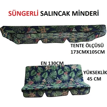 Mor Minder Salıncak Minder Seti Tenteli Yeşil Yaprak Salıncak Minder Seti 2 Kişilik Süngerli Işbir
