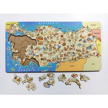 Mevaks Ahşap Türkiye Kültür Haritası Puzzle, Eğitici Ülkemizi Tanıyalım