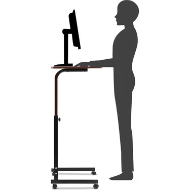 servetavcı Yükseklik Ayarlı Ayakta ve Oturumda Kullanılabilen Çalışma Masası - Ceviz (Frenli