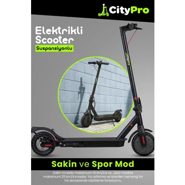 Citypro Süspansiyonlu Çift Şürüş Modlu Katlanabilir Elektrikli Scooter