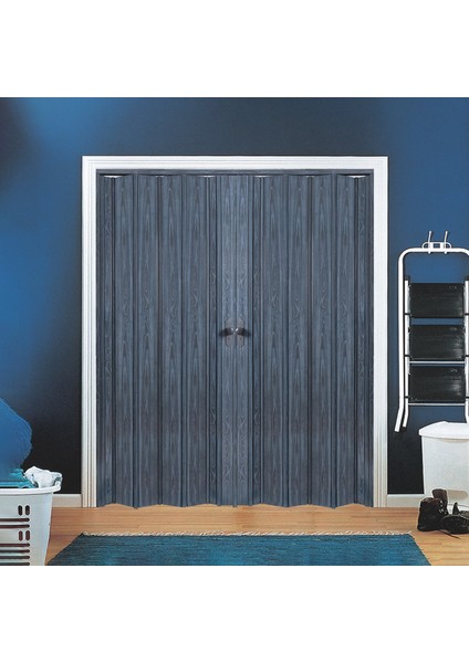 215 x 230 Antrasit Renk Camsız Çift Açılım Pvc Akordiyon Katlanır Kapı FRNAKMODEL-207