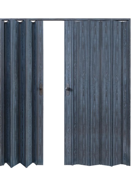 215 x 230 Antrasit Renk Camsız Çift Açılım Pvc Akordiyon Katlanır Kapı FRNAKMODEL-207