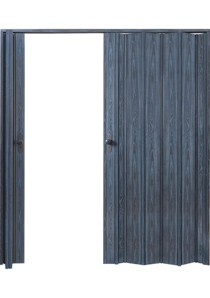 215 x 230 Antrasit Renk Camsız Çift Açılım Pvc Akordiyon Katlanır Kapı FRNAKMODEL-207
