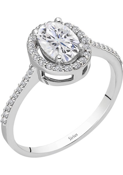 Pırlanta ve Oval Kesim Beyaz Safir Taşlı Beren Yüzük