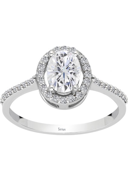 Pırlanta ve Oval Kesim Beyaz Safir Taşlı Beren Yüzük modelleri