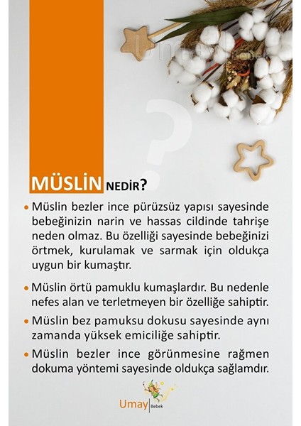 10 Parça Organik Müslin Ağız Bezi, Salya Bezi, Ter Bezi, Önlük