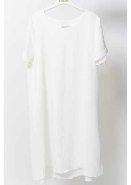 Kadın Aerobin Kumaş Yazlık Elbise Beyaz Rengi