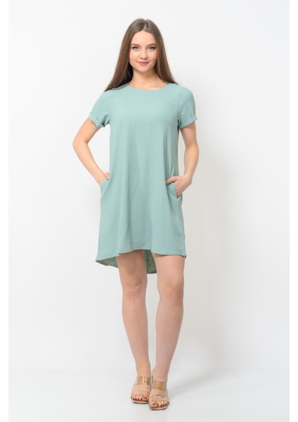 Kadın Aerobin Kumaş Yazlık Elbise Su Yeşili Rengi