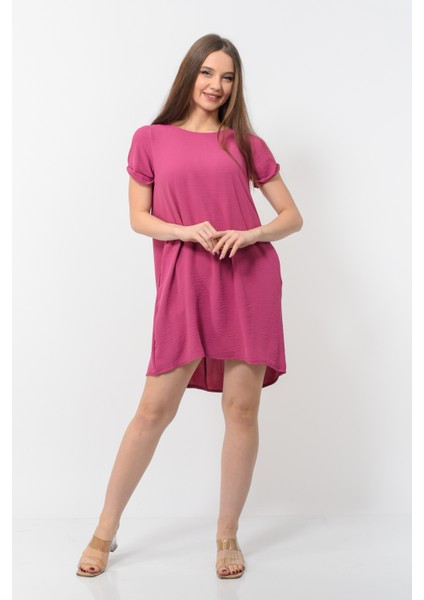 Kadın Aerobin Kumaş Yazlık Elbise Nar Çiçeği Rengi fırsatları