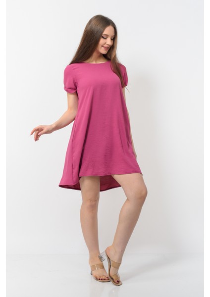 Kadın Aerobin Kumaş Yazlık Elbise Nar Çiçeği Rengi indirimleri