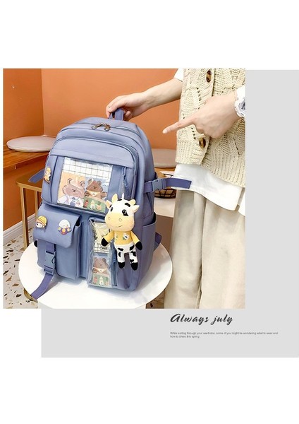 4 Parça Büyük Kapasiteli Okul Sırt Çantası - Mavi (Yurt Dışından) modelleri