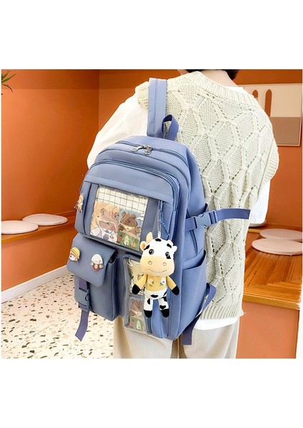 4 Parça Büyük Kapasiteli Okul Sırt Çantası - Mavi (Yurt Dışından) fırsatları