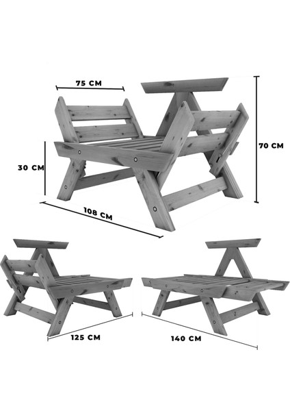 Adalar Tik-Gri Renk, 1+1 Bahçe Takımı CPT8527-11TG