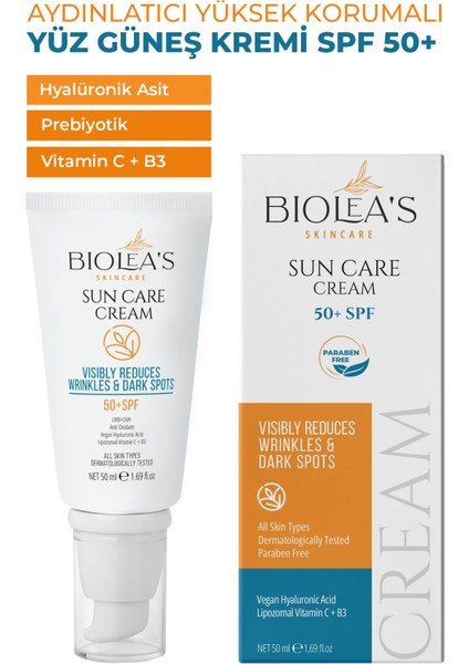 Kırışıkları Azaltan, Koyu Önleyici Güneş Kremi 50 Spf Lipozomal C+ Hyalüronik Asit+B3 50 ml