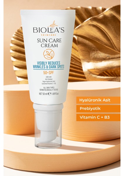 Kırışıkları Azaltan, Koyu Önleyici Güneş Kremi 50 Spf Lipozomal C+ Hyalüronik Asit+B3 50 ml