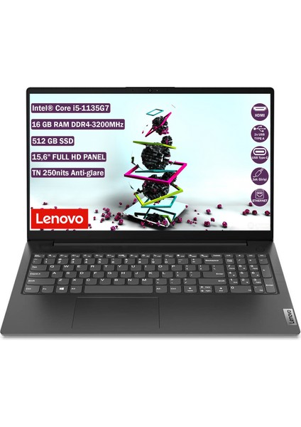 V15 G2 Itl Intel Core™ I5-1135G7 16 GB 512 GB SSD Freedos 15,6" Fhd Taşınabilir Bilgisayar 82KB01B6TX