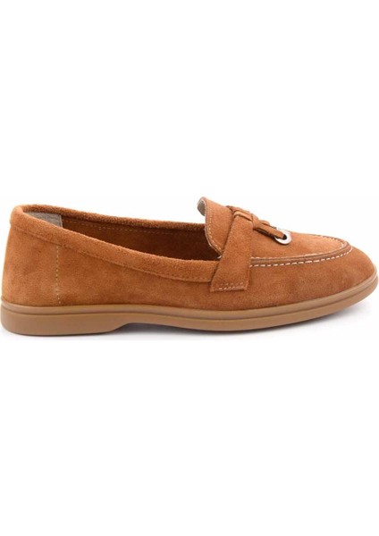 Taba Süet Hakiki Deri Kadın Loafer Ayakkabı K01269354102