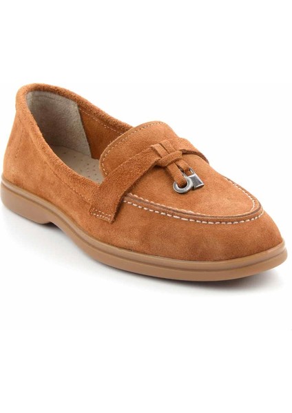 Taba Süet Hakiki Deri Kadın Loafer Ayakkabı K01269354102