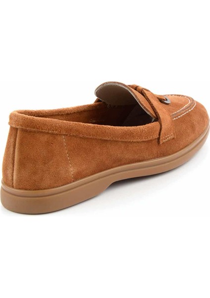 Taba Süet Hakiki Deri Kadın Loafer Ayakkabı K01269354102