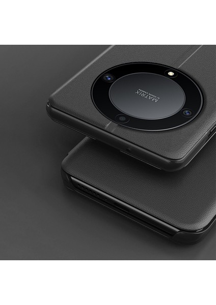 Onur Için X9A 5g / Magic5 Lite 5g Pu Deri Kabuk Yan Görünüm Pencere Standı Kılıf Telefon Kapağı (Yurt Dışından)