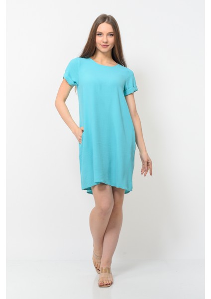 Kadın Aerobin Kumaş Yazlık Elbise Turkuaz Rengi fiyatları