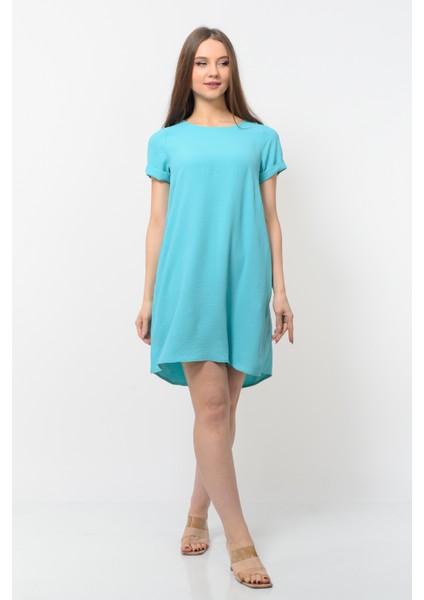Kadın Aerobin Kumaş Yazlık Elbise Turkuaz Rengi modelleri