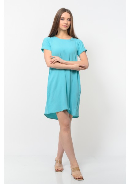 Kadın Aerobin Kumaş Yazlık Elbise Turkuaz Rengi fırsatları