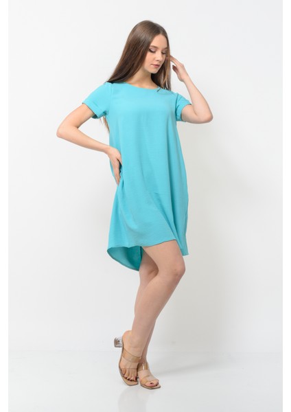 Kadın Aerobin Kumaş Yazlık Elbise Turkuaz Rengi indirimleri