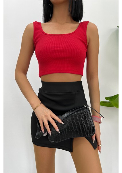 Kadın Askılı Crop Top Bluz