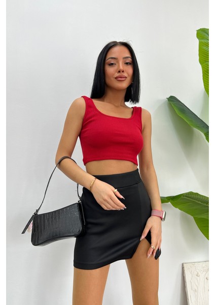 Kadın Askılı Crop Top Bluz
