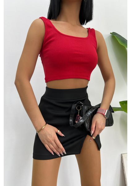 Kadın Askılı Crop Top Bluz
