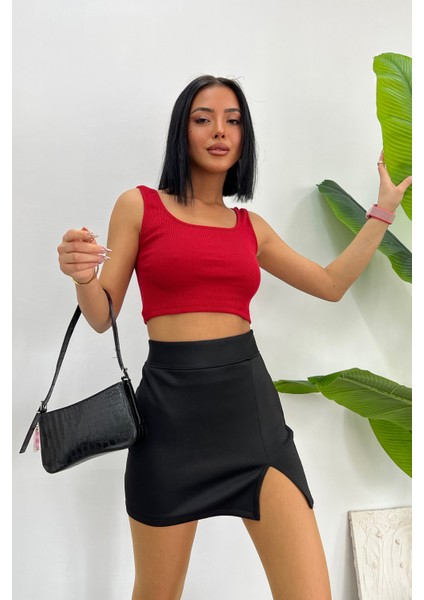 Kadın Askılı Crop Top Bluz