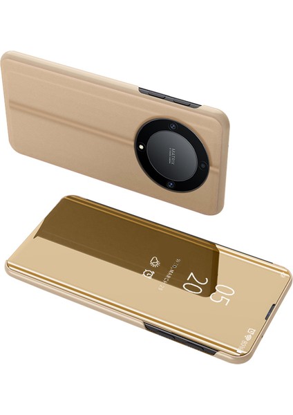 Deri Kılıf Şeref X9A 5g / Magic5 Lite 5g Görünüm Pencere Stand Aynası Elektraptaşlama Telefon Kapağı (Yurt Dışından)