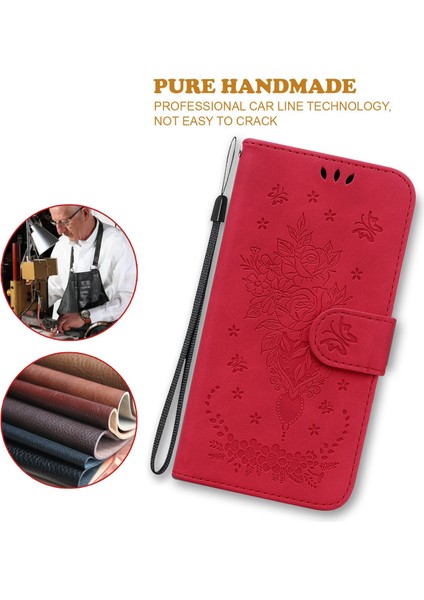 Onur Için X40 5g / X9A 5g / Magic5 Lite 5g Deri Cüzdan Kılıfı Gül Kelebek Basılı Katlanabilir Stand Telefon Kapağı (Yurt Dışından)