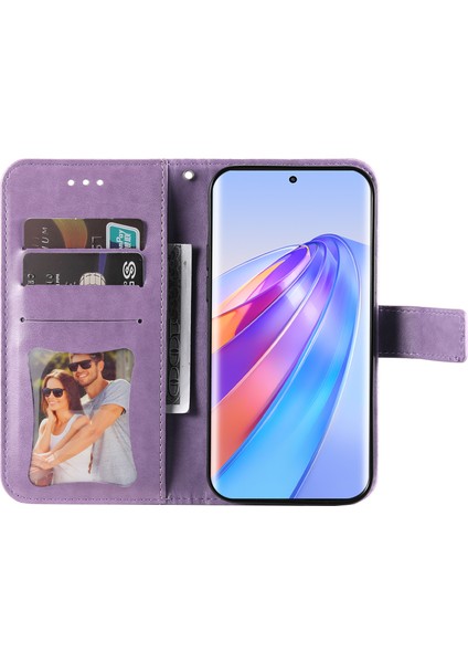 Onur Için X40 5g / X9A 5g / Magic5 Lite 5g Flip Stand Cover Çiçek Deri Deri Cüzdan Kılıfı (Yurt Dışından)