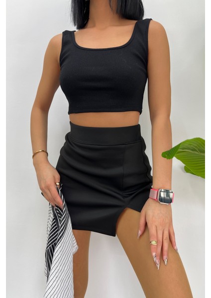 Kadın Askılı Crop Top Bluz
