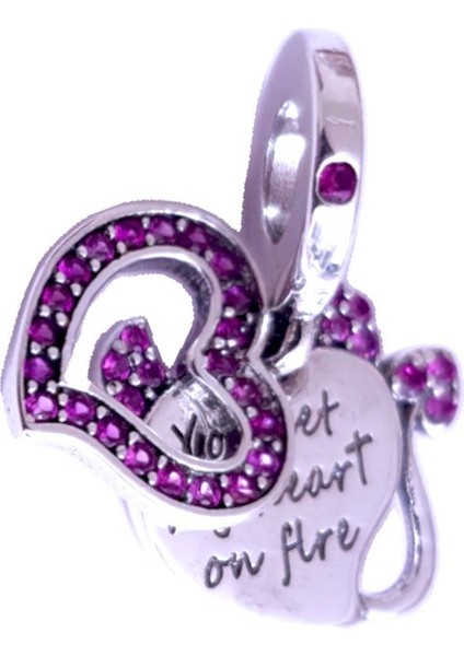 Taşlı Şeytan Kalp Charm | 925 Ayar Gümüş