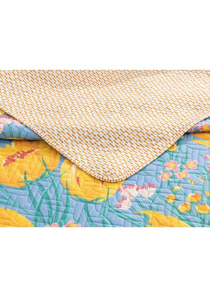 Tulip Paradise Çift Kişilik Çok Amaçlı Örtü 200 x 220 cm Mavi fırsatları