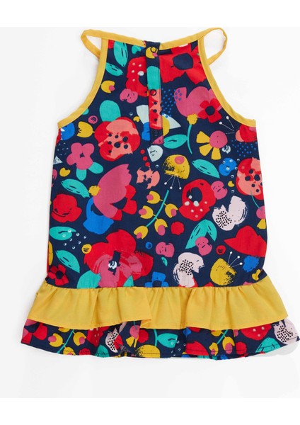 Çiçekli Kız Bebek Poplin Pamuklu Yazlık Elbise