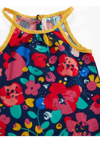 Çiçekli Kız Bebek Poplin Pamuklu Yazlık Elbise