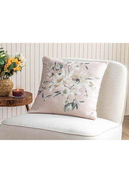 Lerna Baskılı Kırlent Kılıfı 45 x 45 cm Pudra