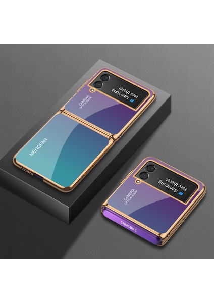 For Samsung Galaxy Z Flip 3 Koyu Renk Eğim Cep Telefonu Kılıfları (Yurt Dışından)