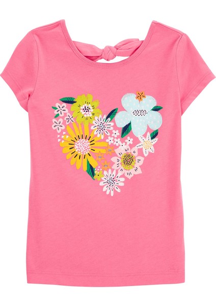 Küçük Kız Çocuk Kısa Kollu Tshirt Pembe
