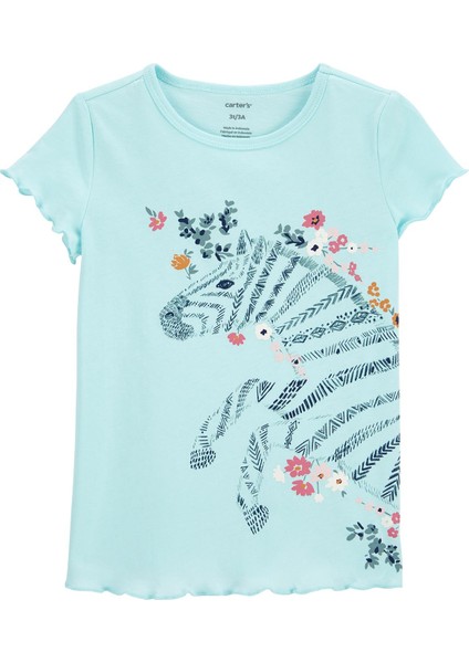 Küçük Kız Çocuk Kısa Kollu Tshirt Mavi