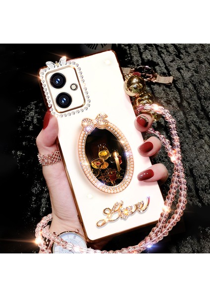 For Poco X5 5g Dıy Ayna Love Mektup Kristal Zinciri Cep Telefonu Kılıfları (Yurt Dışından)