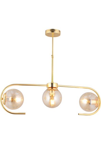 Diaspor 3lü Gold Modern Sarkıt Genç Odası Yatak Odası Retro Salon Avize